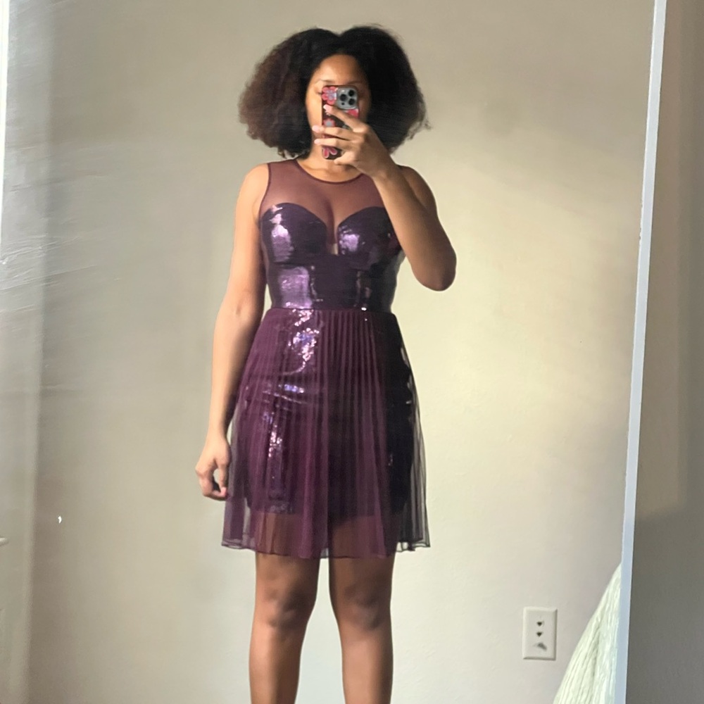 BCBGMaxAzria Shimmering Purple Mini Dress